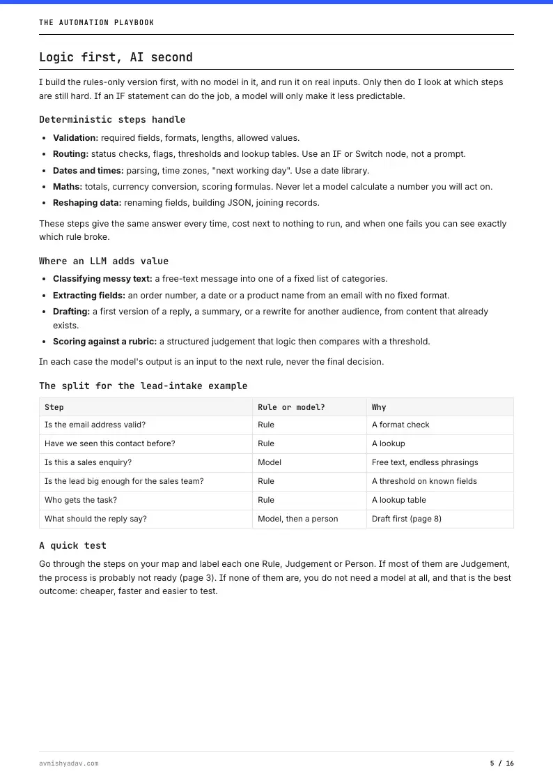 The 'logic first, AI second' page.